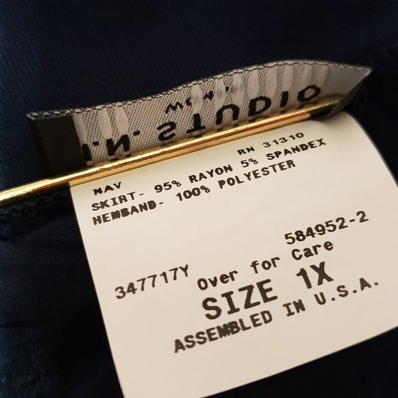 IN Studio 1X Midi Skirt Navy Blue Pull On Flowy Chiffon Hem Whimsigoth Boho Mod - Picture 7 of 8